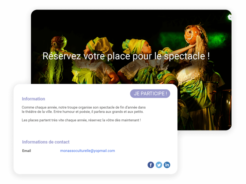 Evénements pour association culturelle