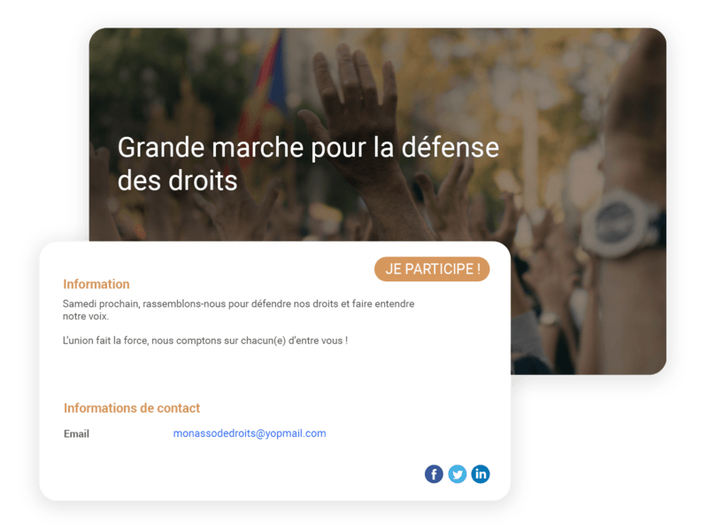 Evénements pour association de défense des droits