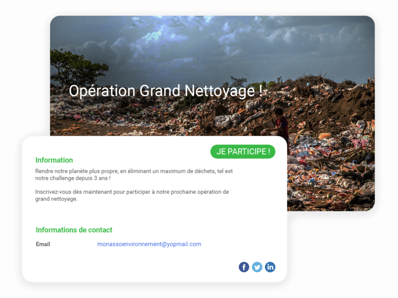 Evénements pour association environnementale