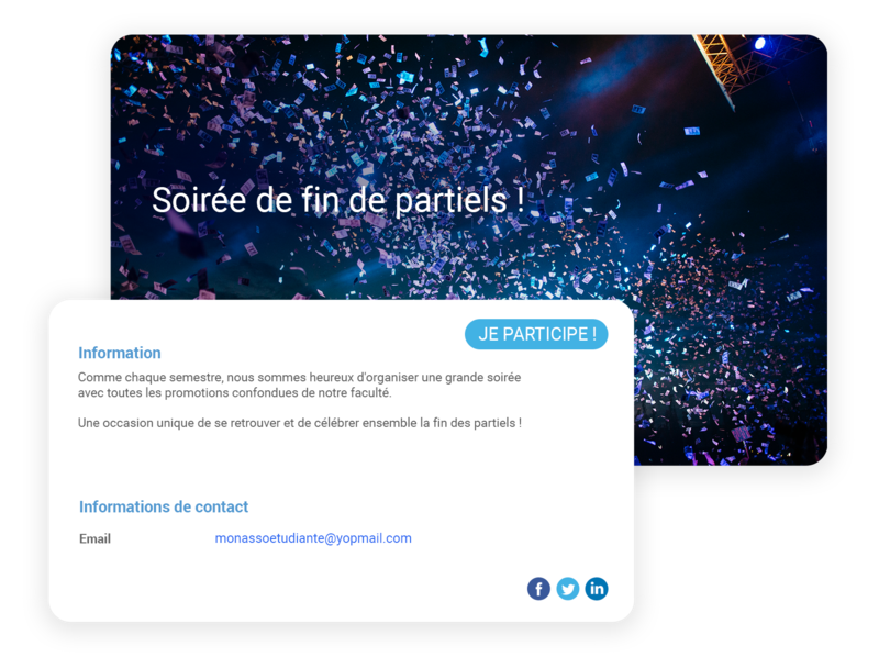 Evénements pour association étudiante
