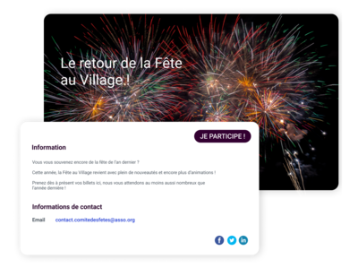 Gestion Evénements pour comité des fêtes