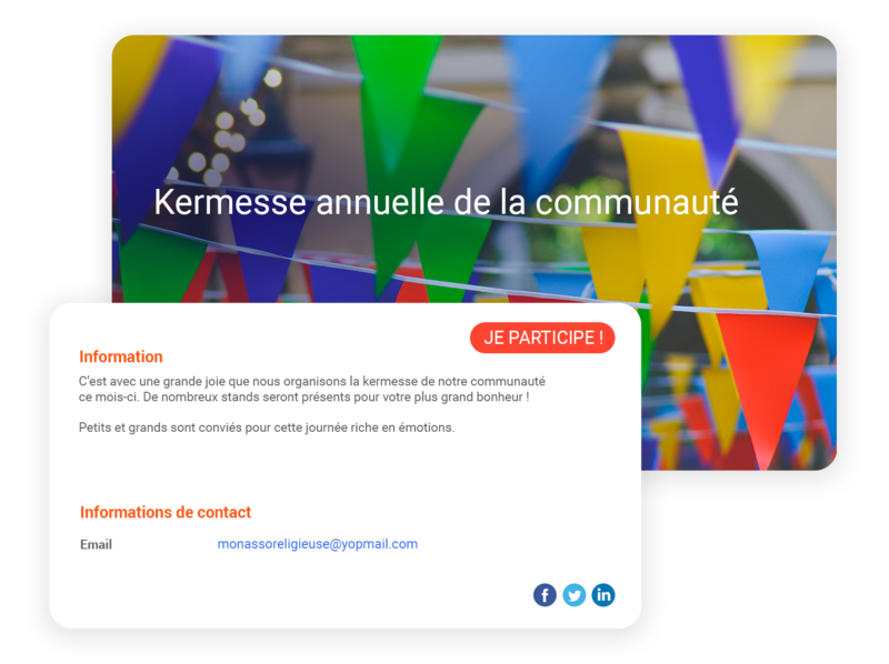 Evénements pour association religieuse