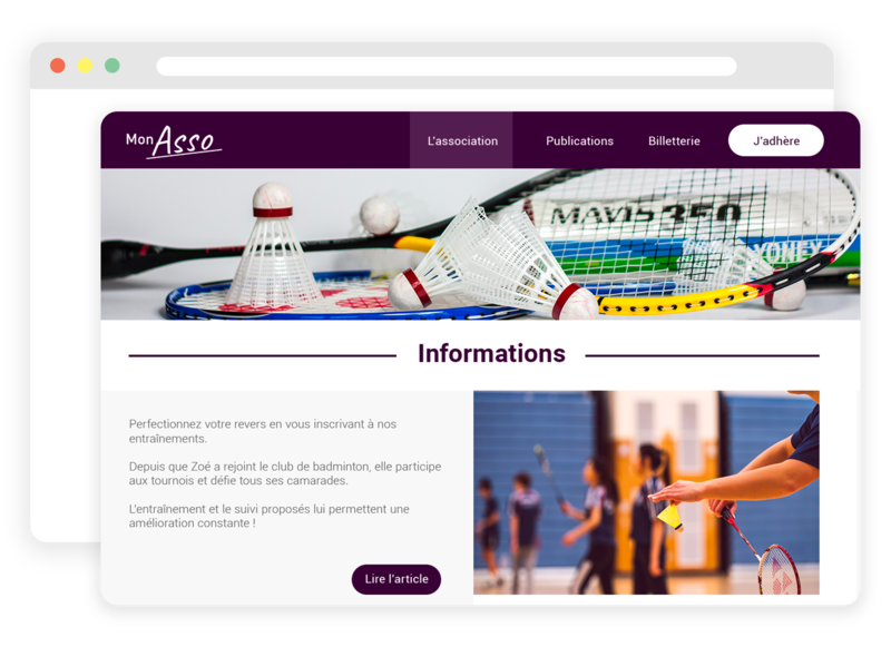 Site web pour club de badminton