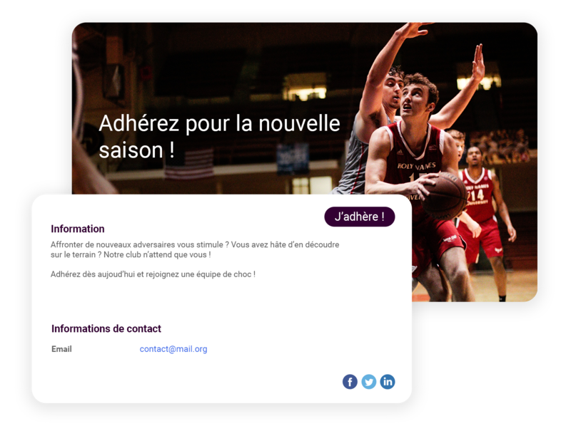 Adhésions en ligne pour club de basket