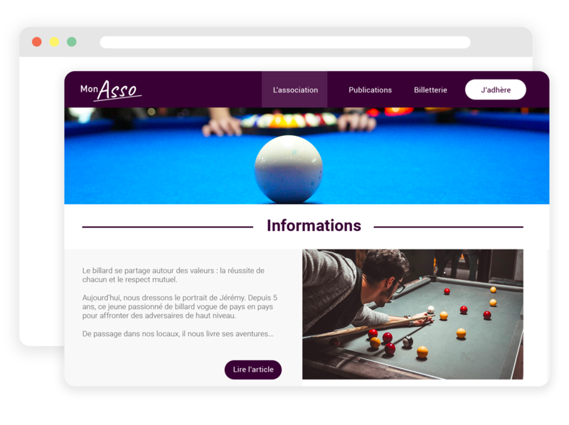 Site web pour club de billard