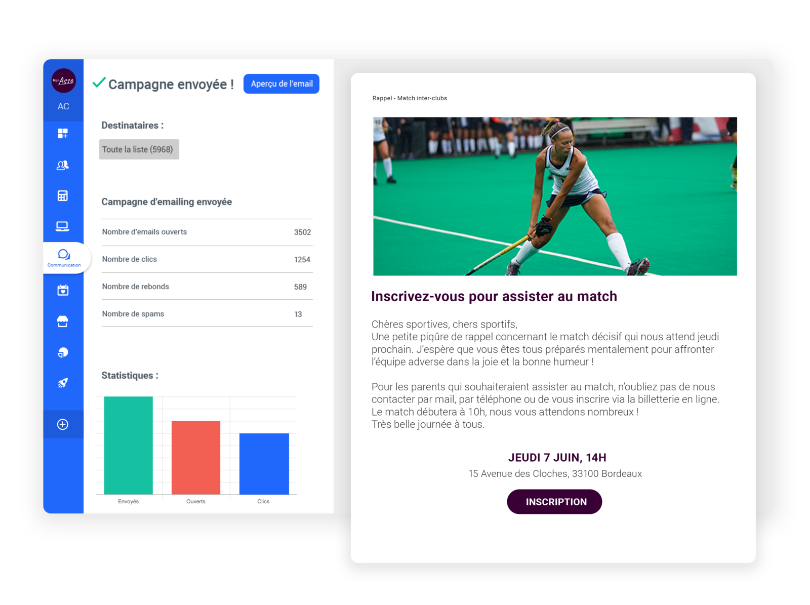 Communication pour club de hockey
