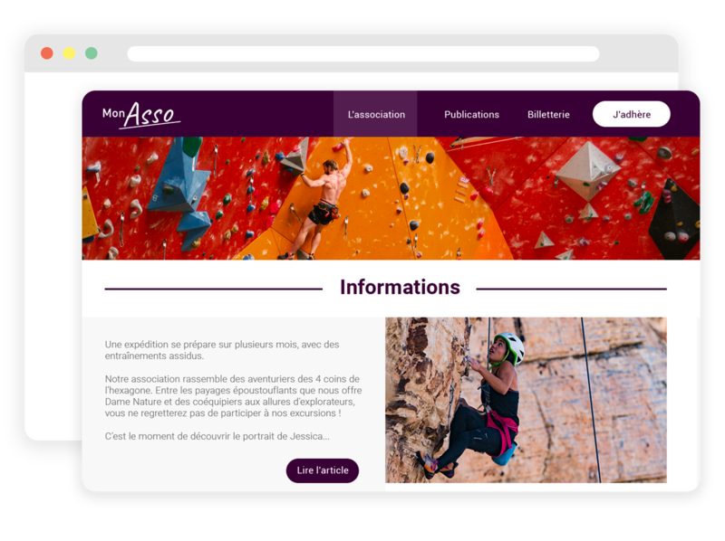 Site web pour club d'escalade