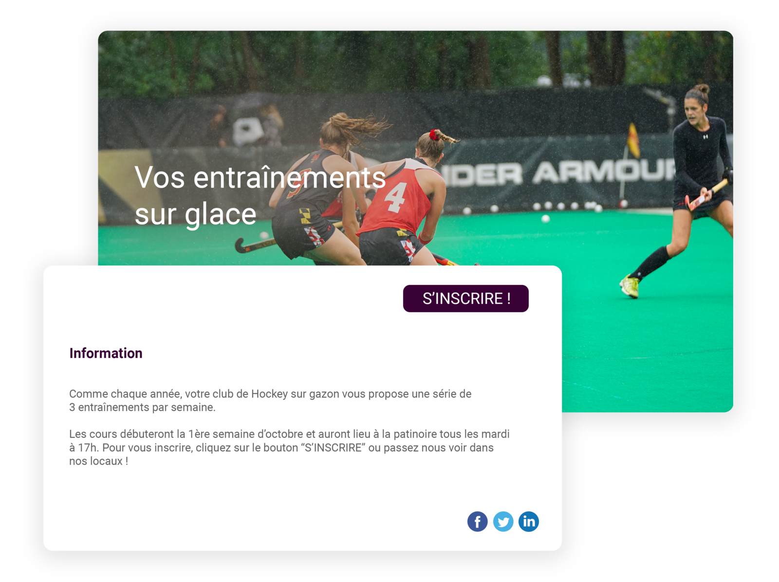 Evénements pour club de hockey