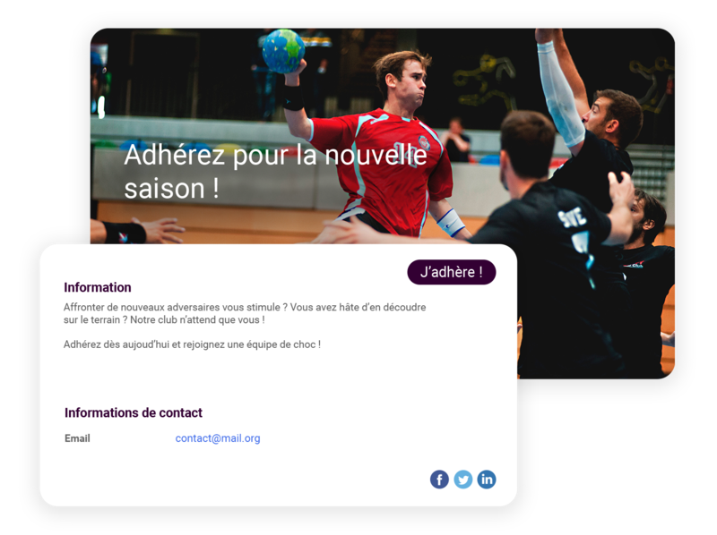 Adhésions en ligne pour club de hand