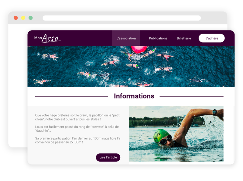 Site web pour club de natation