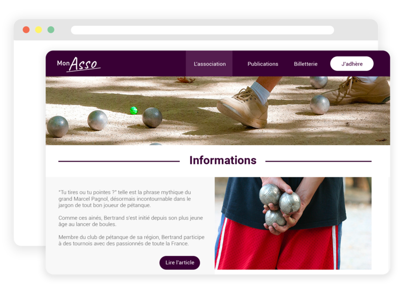 Site web pour club de pétanque