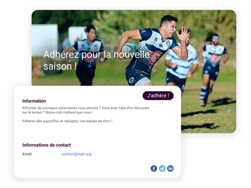 Adhésions en ligne pour club de rugby