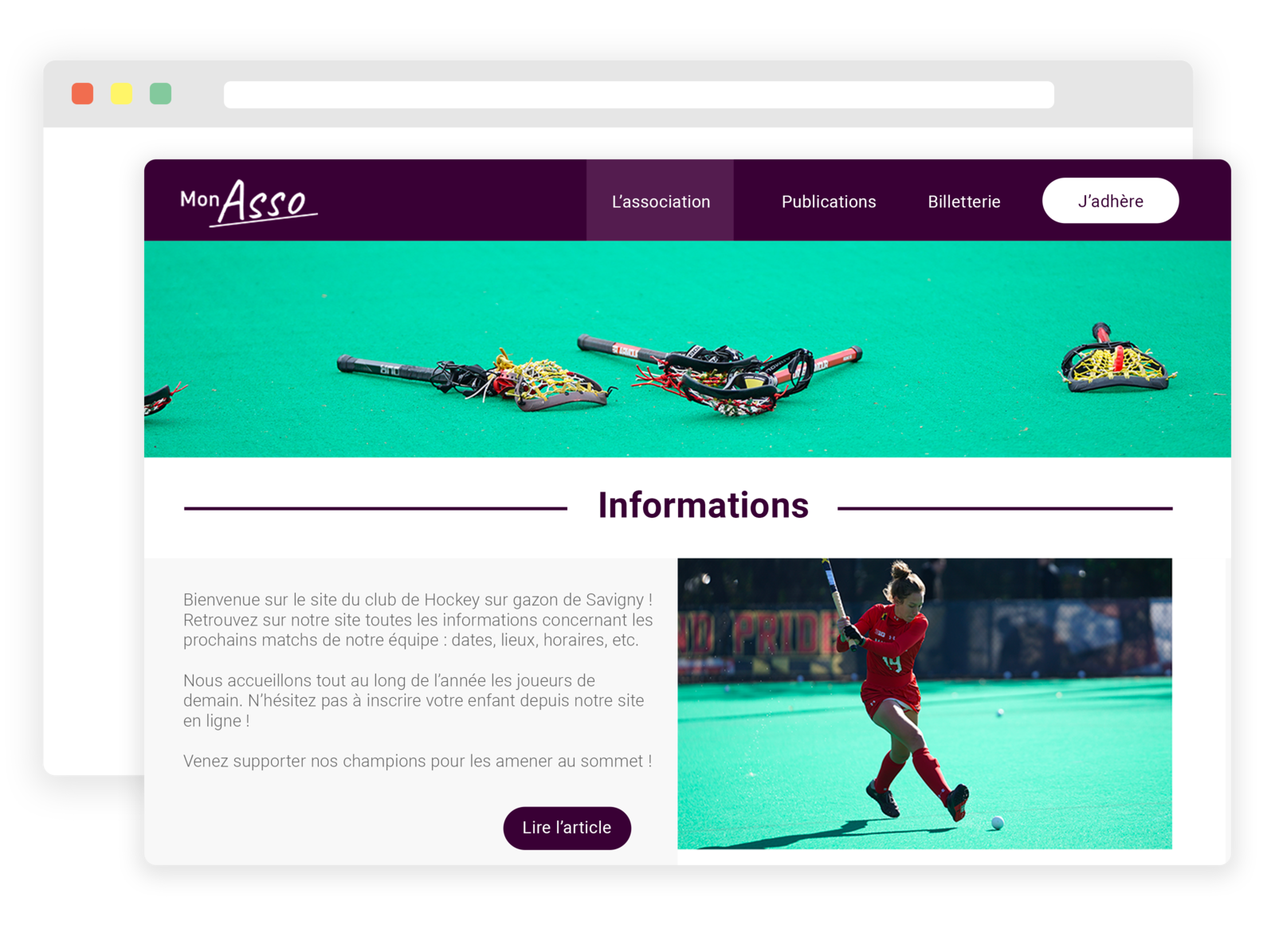 Site web pour club de hockey
