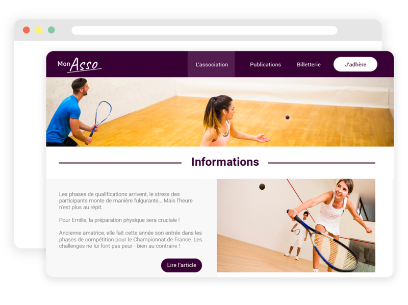 Site web pour club de squash