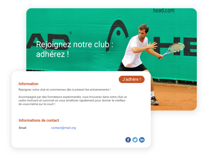 Adhésions en ligne pour club de tennis