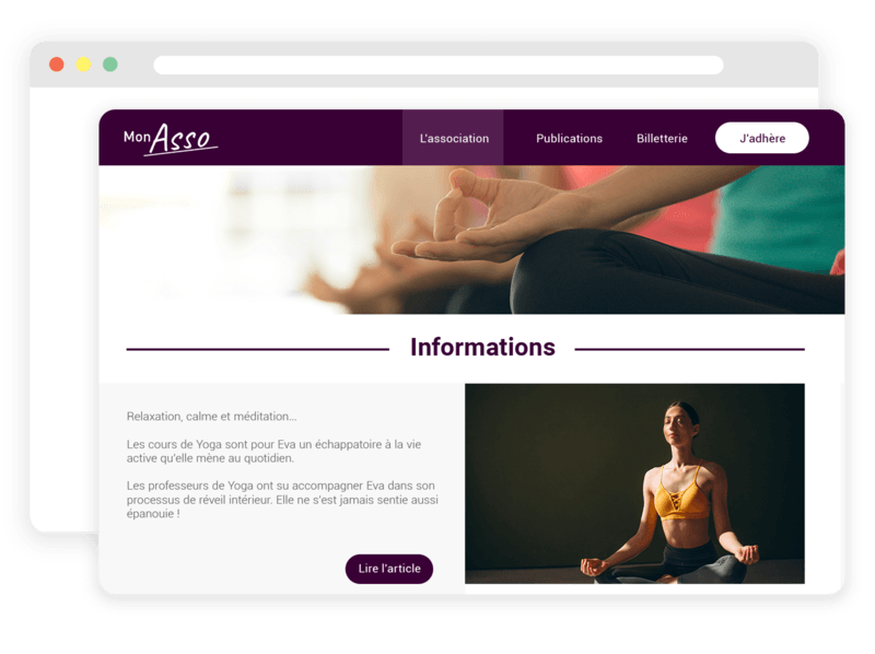 Site web pour club de yoga