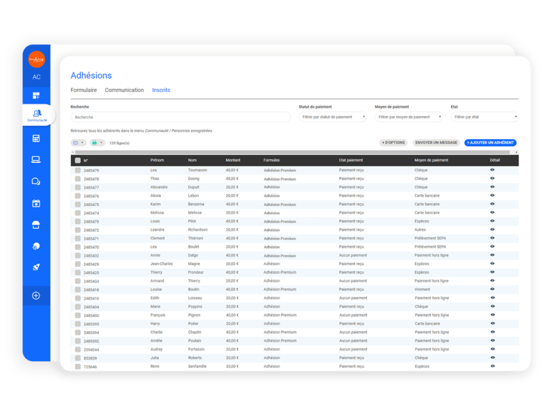 Vos adhérents sont enregistrés sur le logiciel pour association