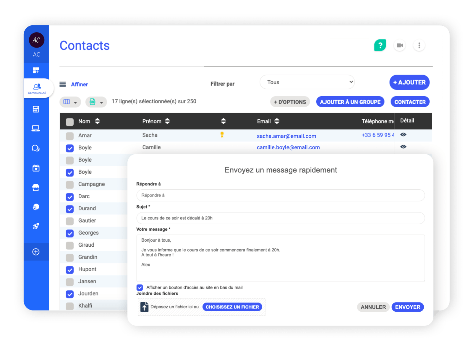 Message rapide pour association AssoConnect