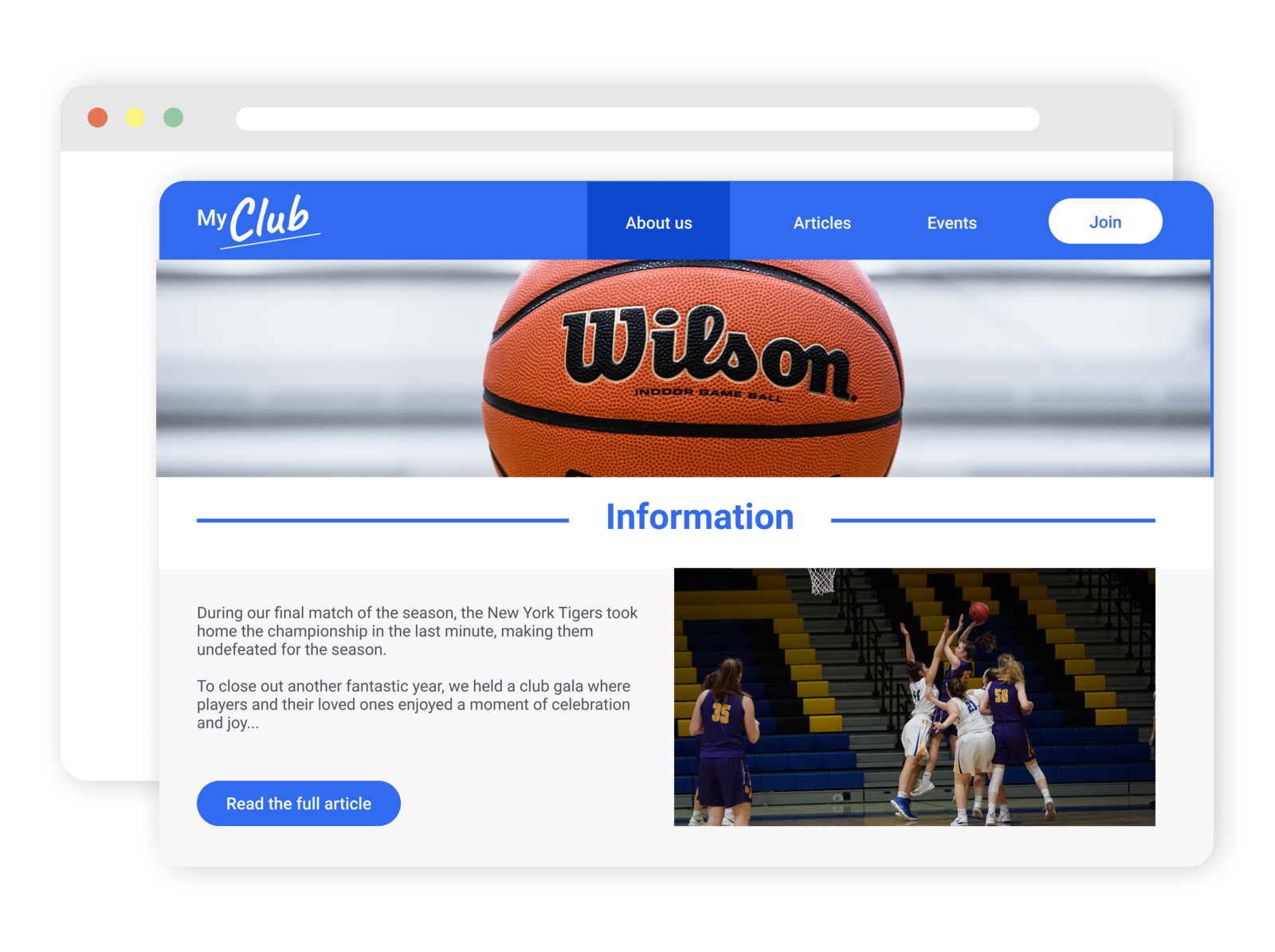 basketball club management website
