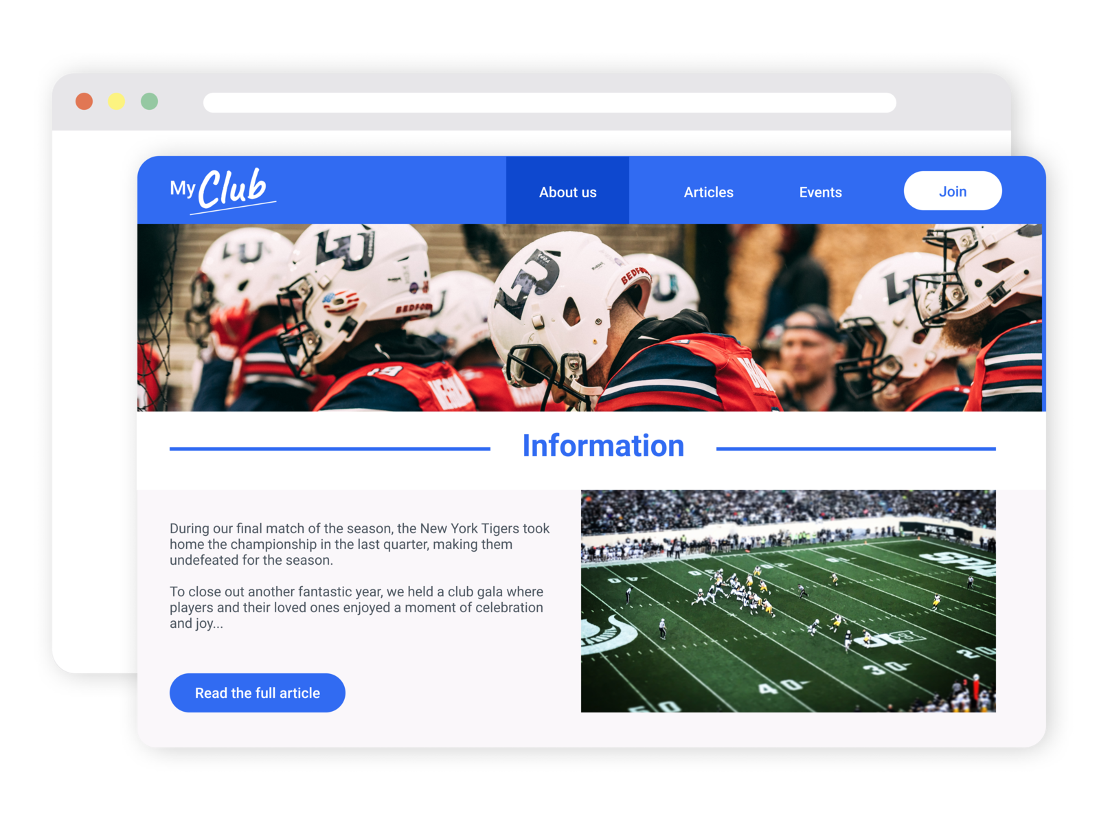 football club management website