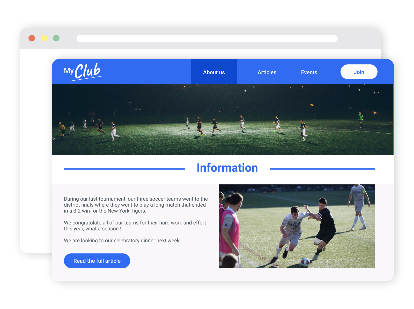 soccer club management website